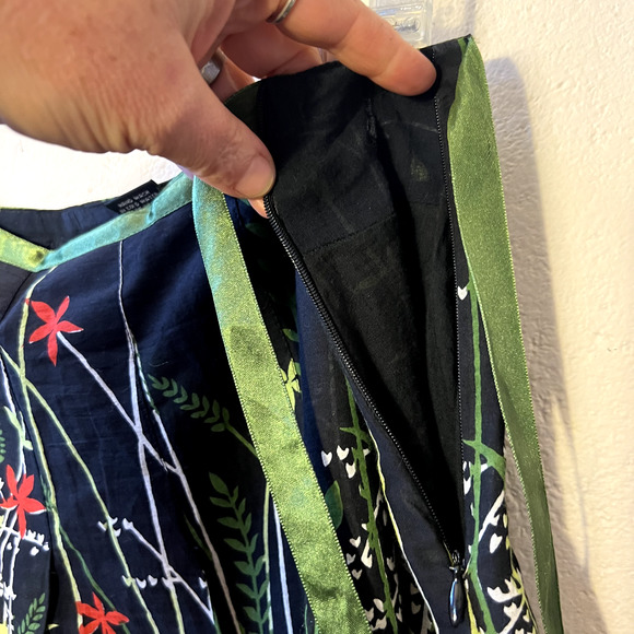 RAVIYA Skirt 100% Cotton Tropical Floral Side Zip & Bow Short Lined Women Medium - Picture 6 of 7